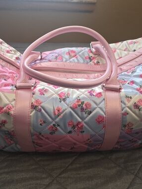 Dolls Kill Pink Quilted Floral Travel Duffle